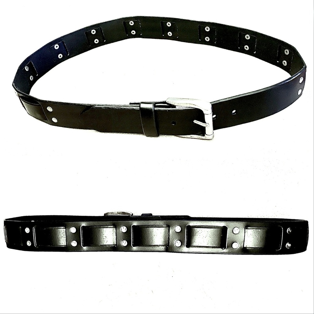 Bill Adler Black Leather Studded Belt